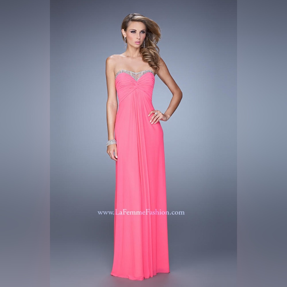 Gorgeous Coral Strapless Gown